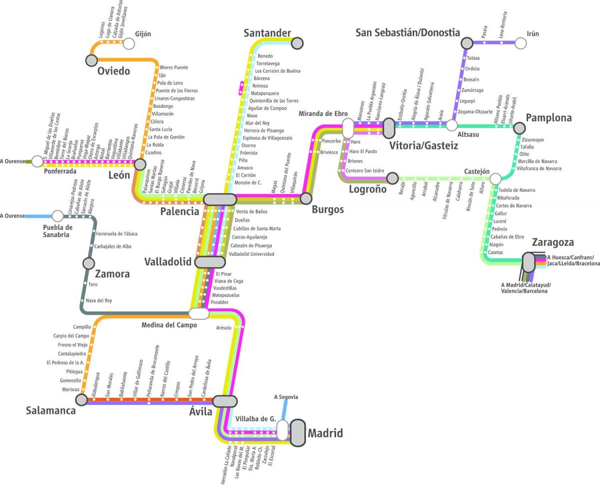 zemljevid renfe vlak zemljevid Madrid