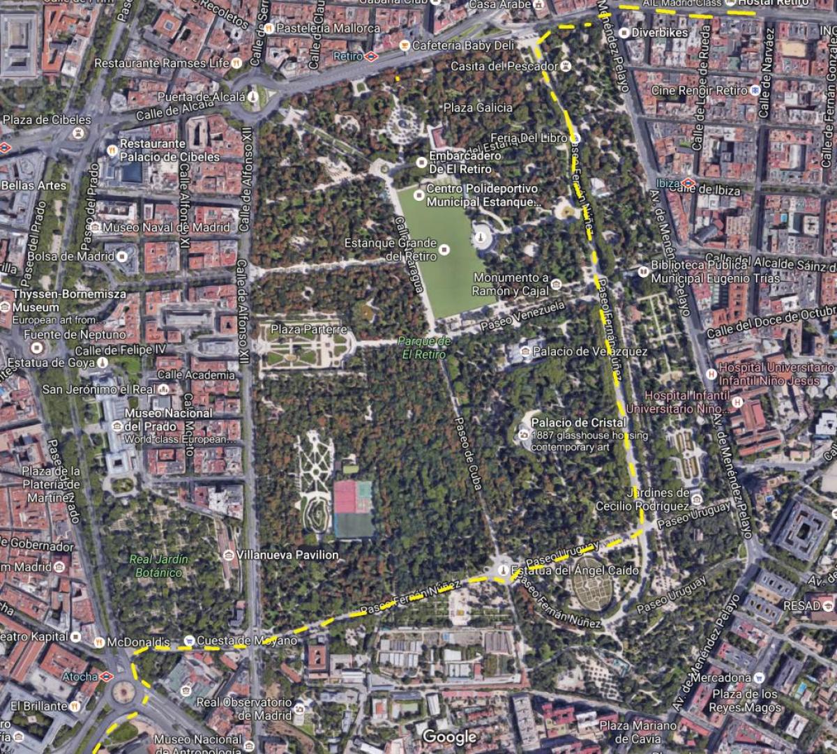 retiro park Madrid zemljevid