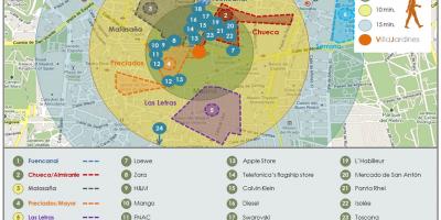 Zemljevid Madrid nakupovanje