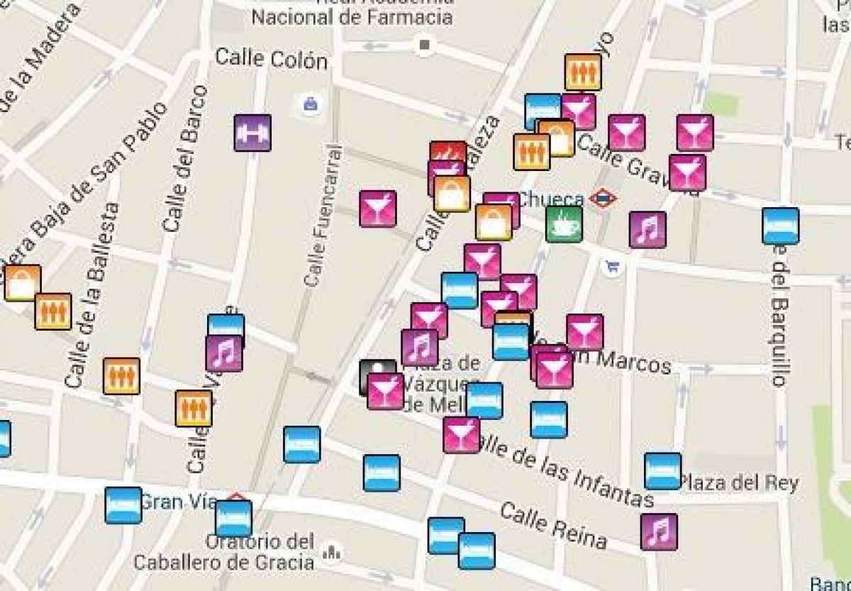gay območja Madrid zemljevid