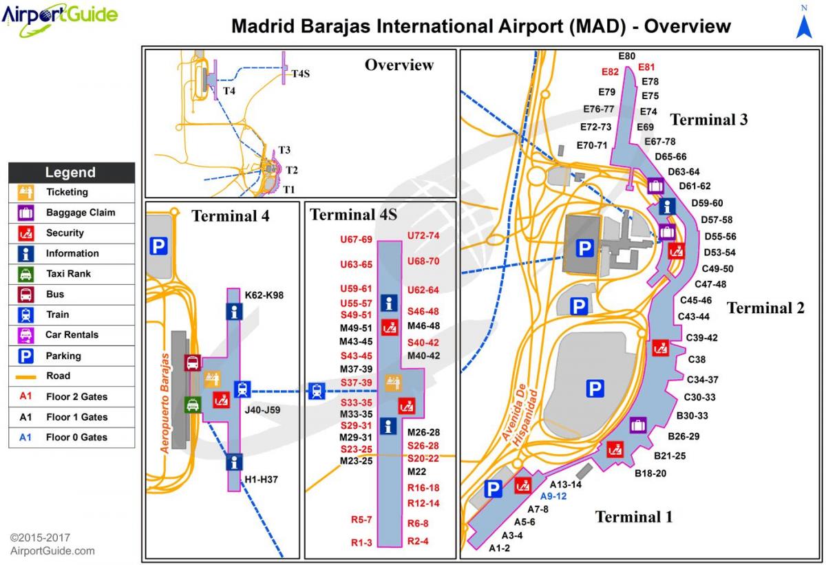 zemljevid Madridu, Španija letališče