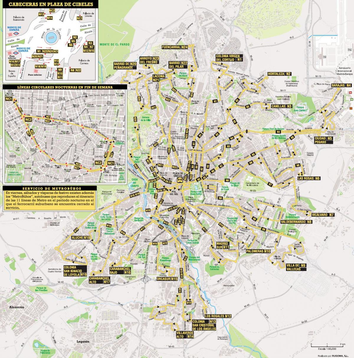 avtobusnih prog Madrid zemljevid