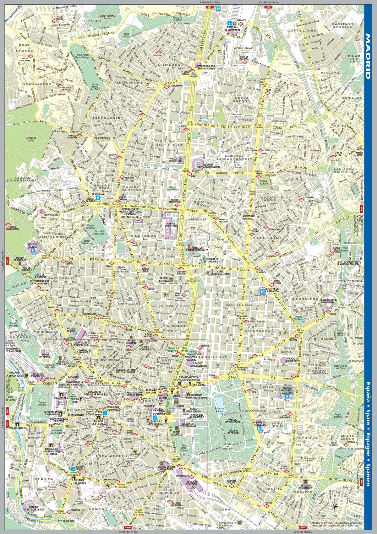 ulica zemljevid Madrid mestno središče