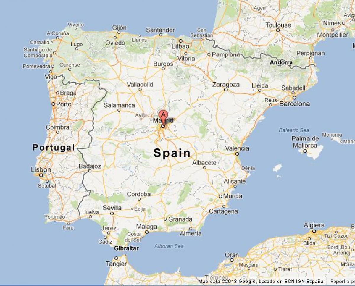 zemljevid Španije kažejo, Madrid