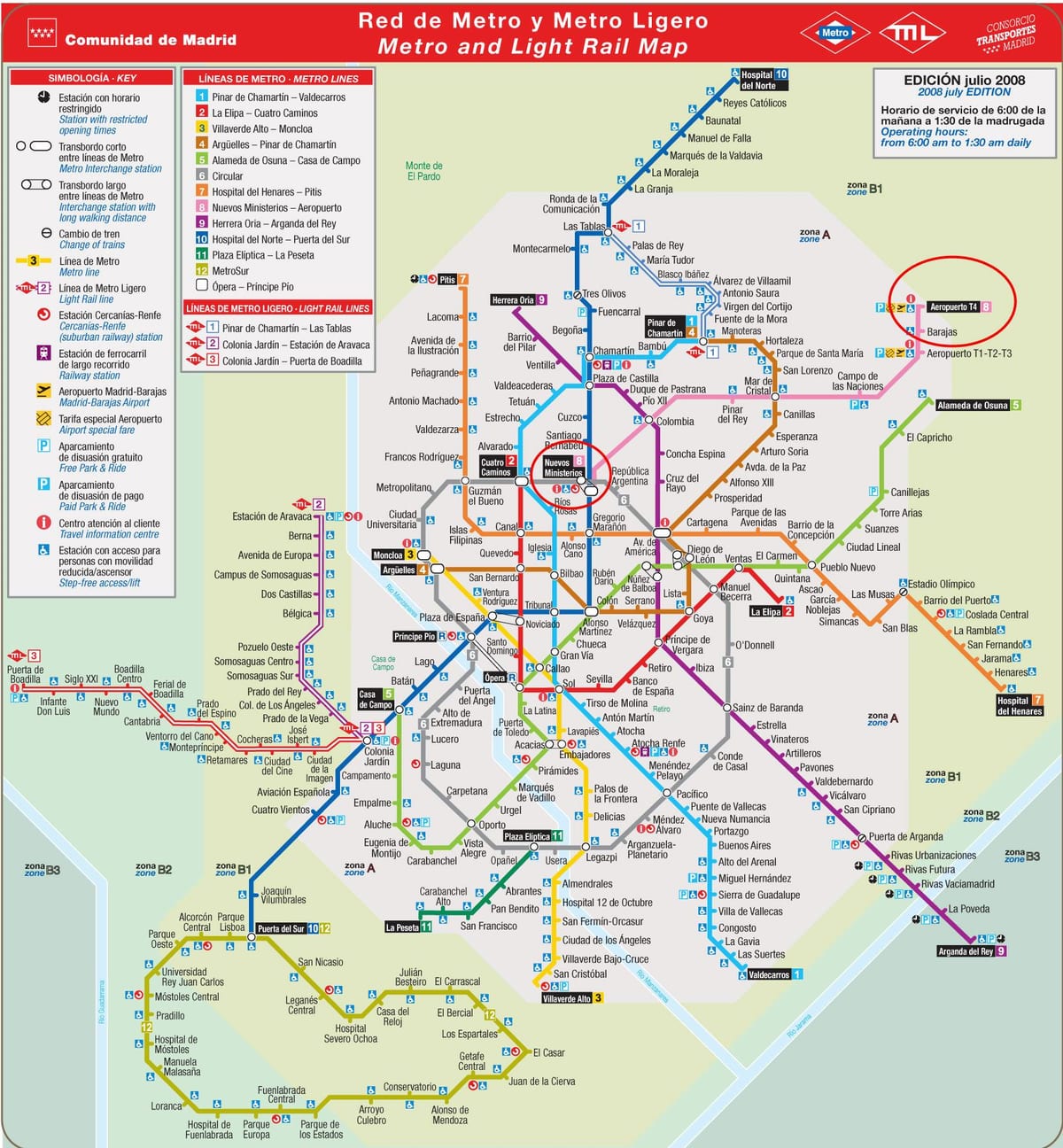 Madrid metro zemljevid letališča