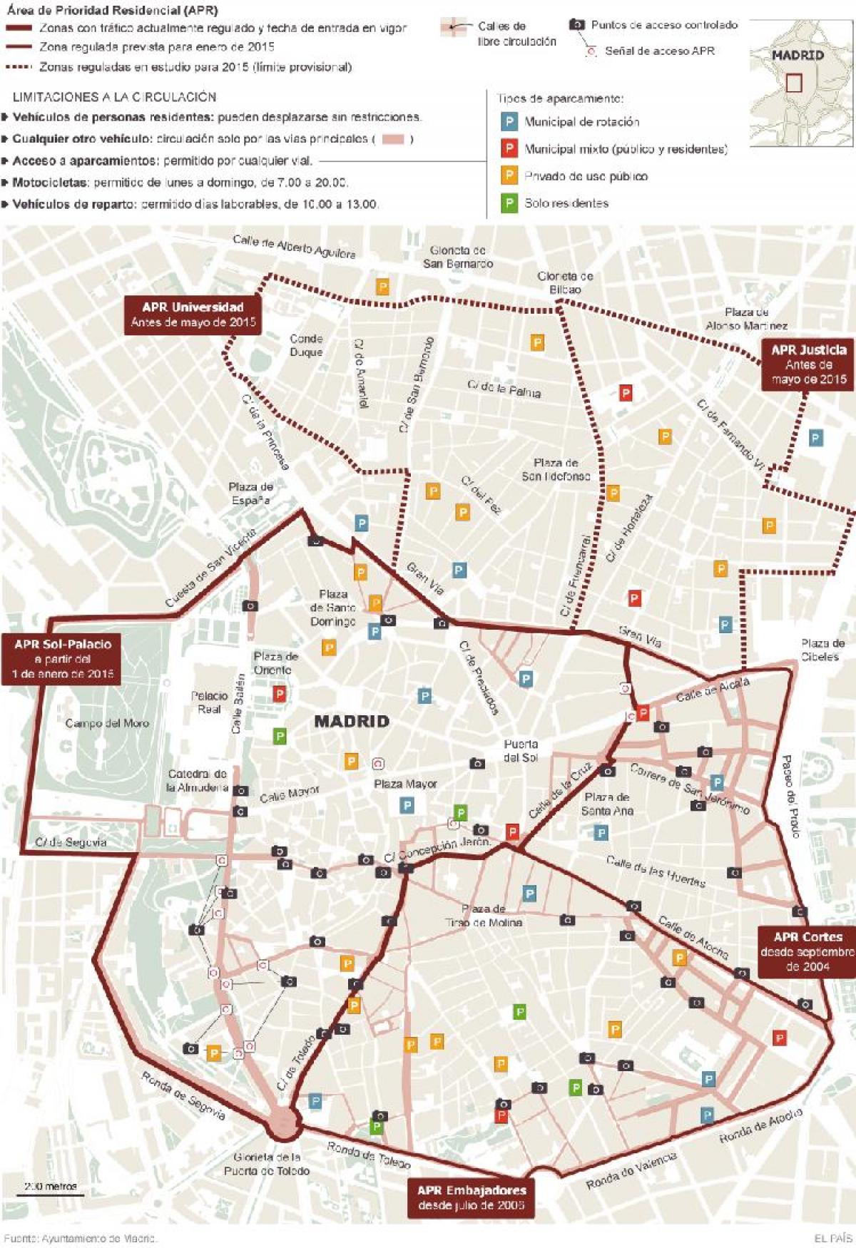 zemljevid Madrid parkirišče