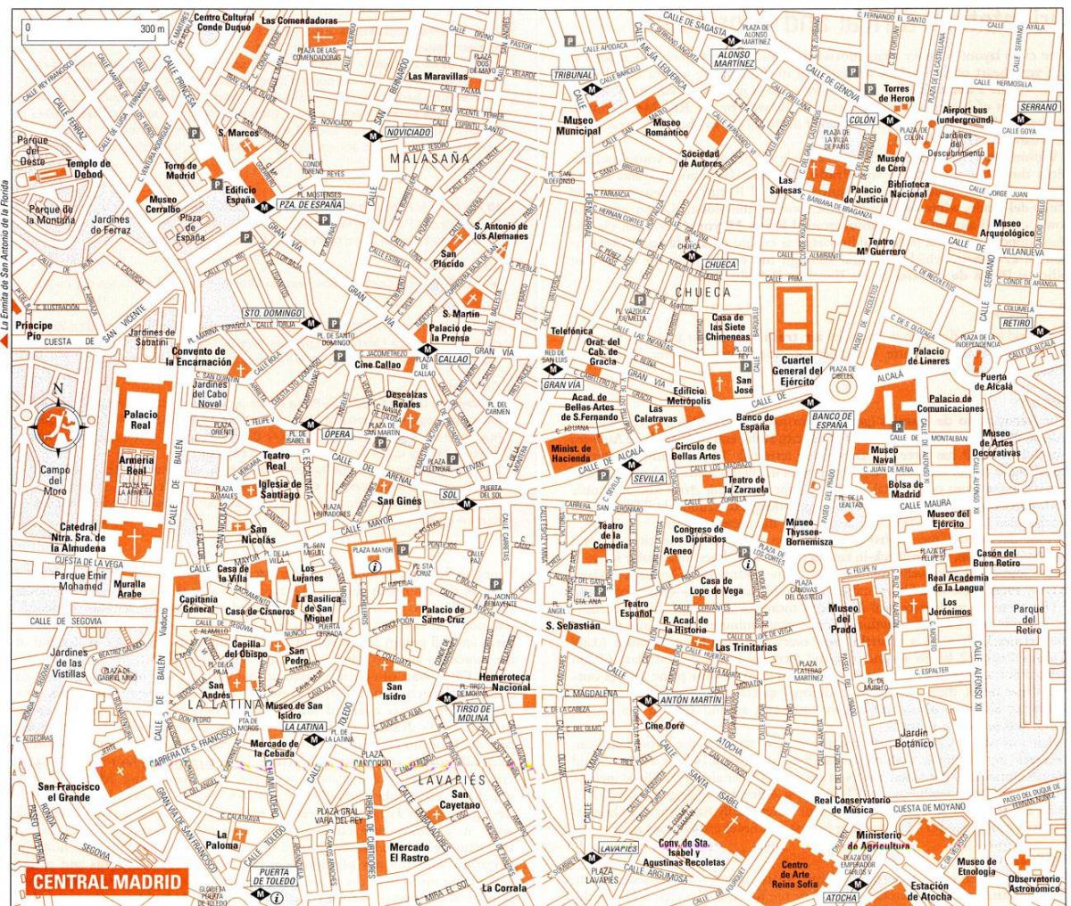ulici zemljevid v Madridu, Španija