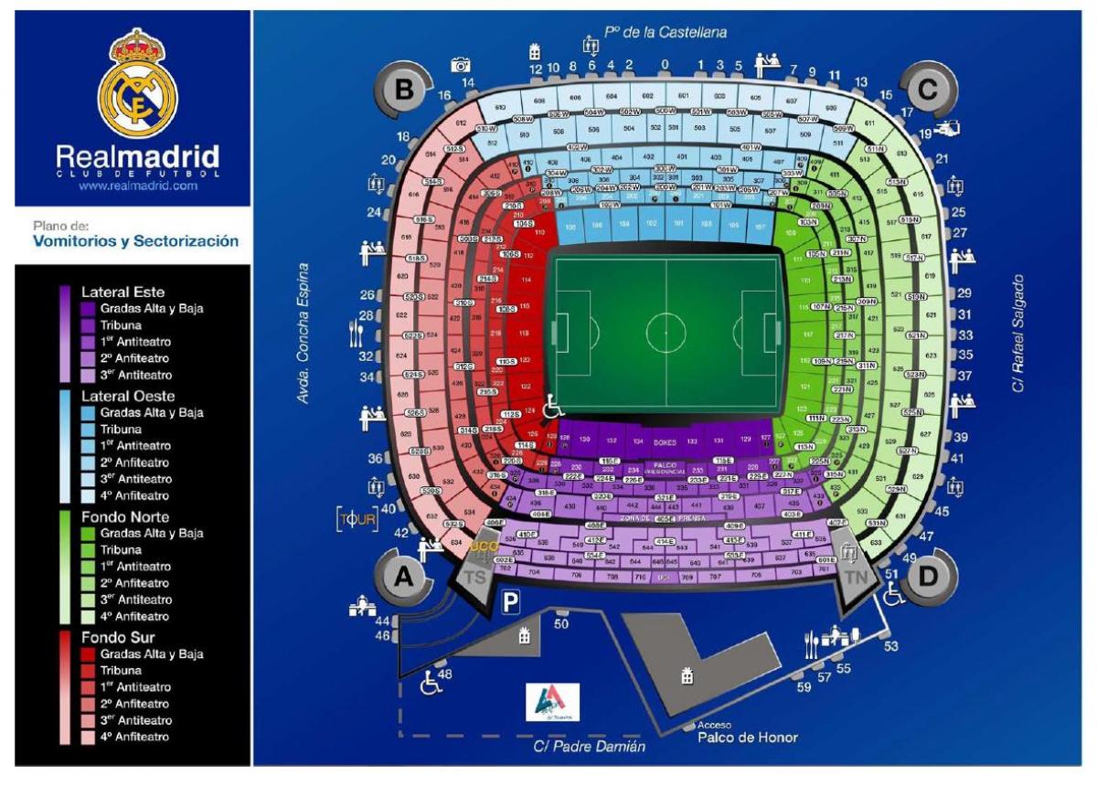 zemljevid real Madrid stadion