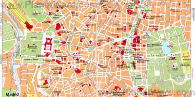 Madrid, Španija centra mesta (zemljevid